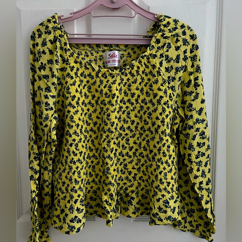 Justice smocked blouse, size 18-20